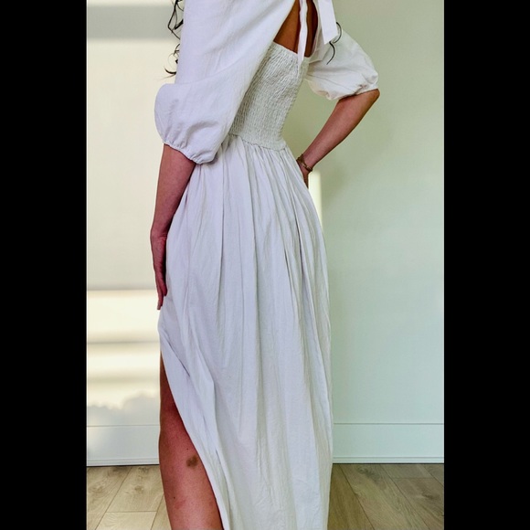 New Peasant milkmaid princess poet puff sleeve thick 100% cotton maxi dress. - Picture 3 of 14
